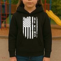 Be Kind American Flag Anti Bullying Unity Day Orange Kids Hoodie thumb 3