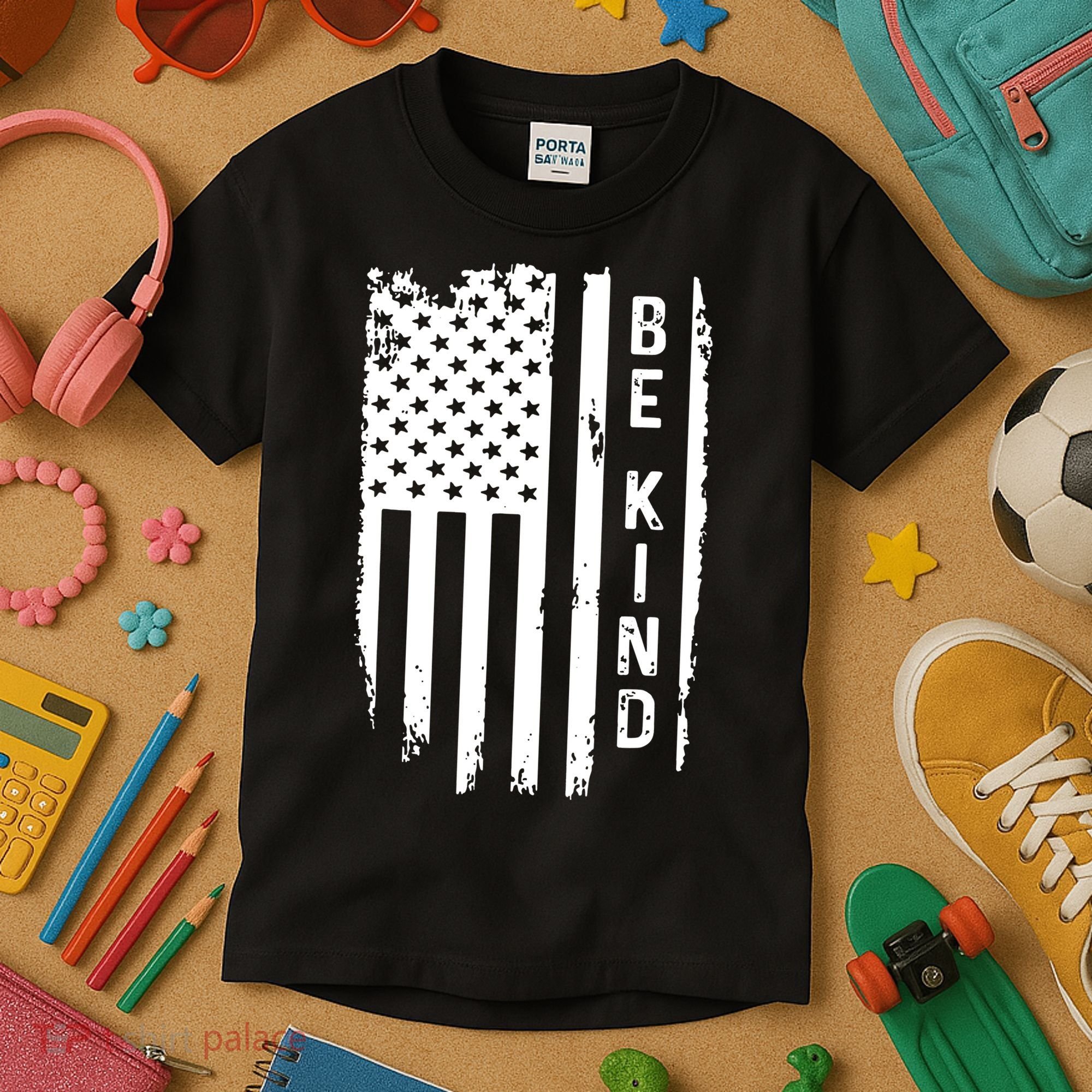 Be Kind American Flag Anti Bullying Unity Day Orange Kids T-Shirt