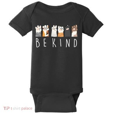 Be Kind Asl Sign Language Kindness Cat Paws Finger Signs Baby Bodysuit