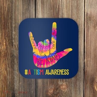 Be Kind ASL Love Sign Language Hand Autism Coaster