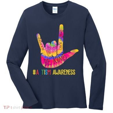 Be Kind ASL Love Sign Language Hand Autism Women's Long Sleeve Shirt
