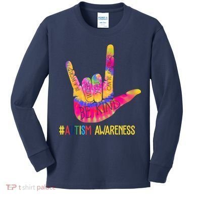 Be Kind ASL Love Sign Language Hand Autism Kids Long Sleeve Shirt