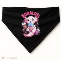 Bobalotl Kawaii Axolotl Drinking Boba Tea Pet Axolotl Lover  USA-Made Doggie Bandana thumb 0