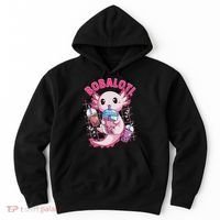 Bobalotl Kawaii Axolotl Drinking Boba Tea Pet Axolotl Lover  Hoodie thumb 0