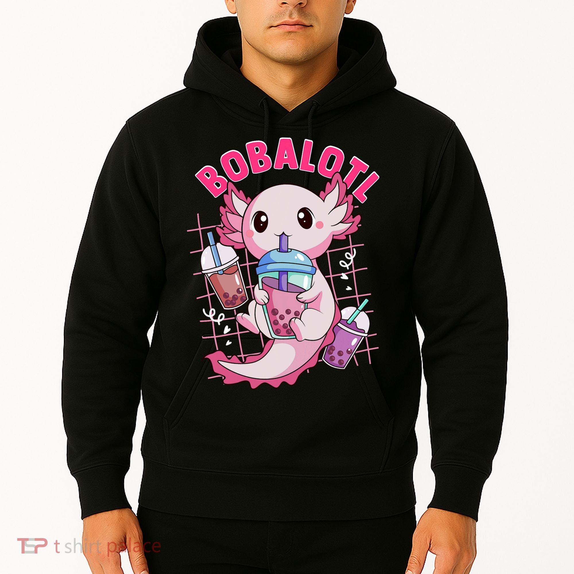 Bobalotl Kawaii Axolotl Drinking Boba Tea Pet Axolotl Lover  Hoodie
