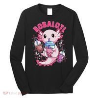 Bobalotl Kawaii Axolotl Drinking Boba Tea Pet Axolotl Lover  Long Sleeve Shirt thumb 0