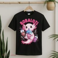 Bobalotl Kawaii Axolotl Drinking Boba Tea Pet Axolotl Lover  T-Shirt thumb 2