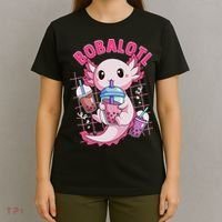 Bobalotl Kawaii Axolotl Drinking Boba Tea Pet Axolotl Lover  T-Shirt thumb 4