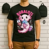 Bobalotl Kawaii Axolotl Drinking Boba Tea Pet Axolotl Lover  T-Shirt thumb 6