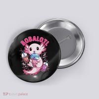 Bobalotl Kawaii Axolotl Drinking Boba Tea Pet Axolotl Lover  Button thumb 0