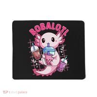 Bobalotl Kawaii Axolotl Drinking Boba Tea Pet Axolotl Lover  Mousepad thumb 0