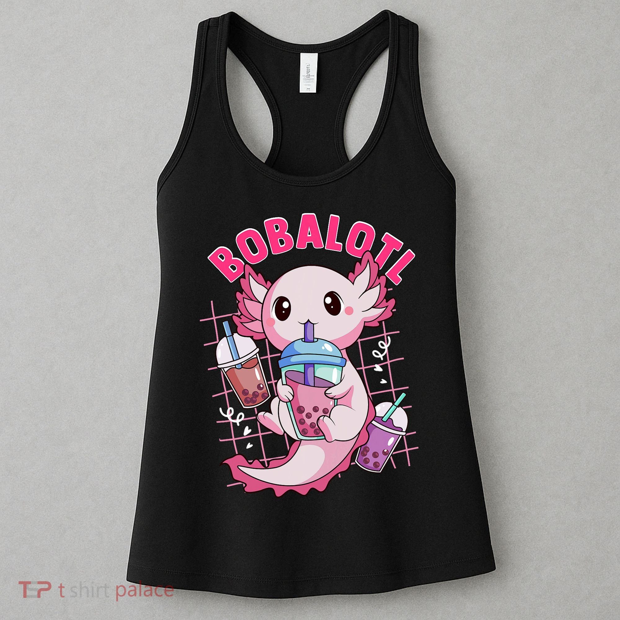 Bobalotl Kawaii Axolotl Drinking Boba Tea Pet Axolotl Lover  Women's Tank Top