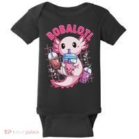 Bobalotl Kawaii Axolotl Drinking Boba Tea Pet Axolotl Lover  Baby Bodysuit thumb 0