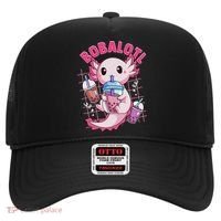 Bobalotl Kawaii Axolotl Drinking Boba Tea Pet Axolotl Lover  Hat thumb 0