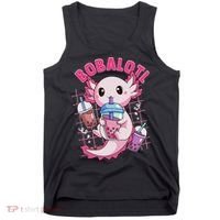 Bobalotl Kawaii Axolotl Drinking Boba Tea Pet Axolotl Lover  Tank Top thumb 0