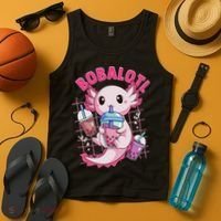Bobalotl Kawaii Axolotl Drinking Boba Tea Pet Axolotl Lover  Tank Top thumb 4