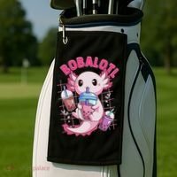 Bobalotl Kawaii Axolotl Drinking Boba Tea Pet Axolotl Lover  Golf Towel thumb 2