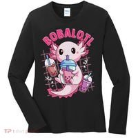 Bobalotl Kawaii Axolotl Drinking Boba Tea Pet Axolotl Lover  Women's Long Sleeve Shirt thumb 0