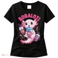 Bobalotl Kawaii Axolotl Drinking Boba Tea Pet Axolotl Lover  Women's T-Shirt thumb 0