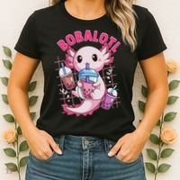 Bobalotl Kawaii Axolotl Drinking Boba Tea Pet Axolotl Lover  Women's T-Shirt thumb 2