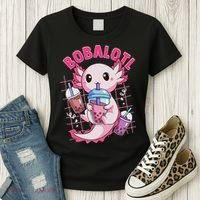 Bobalotl Kawaii Axolotl Drinking Boba Tea Pet Axolotl Lover  Women's T-Shirt thumb 3