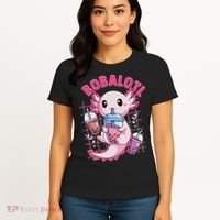 Bobalotl Kawaii Axolotl Drinking Boba Tea Pet Axolotl Lover  Women's T-Shirt thumb 4