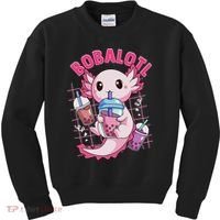 Bobalotl Kawaii Axolotl Drinking Boba Tea Pet Axolotl Lover  Kids Sweatshirt thumb 0