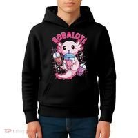 Bobalotl Kawaii Axolotl Drinking Boba Tea Pet Axolotl Lover  Kids Hoodie thumb 4
