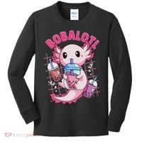 Bobalotl Kawaii Axolotl Drinking Boba Tea Pet Axolotl Lover  Kids Long Sleeve Shirt thumb 0