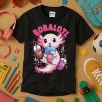 Bobalotl Kawaii Axolotl Drinking Boba Tea Pet Axolotl Lover  Kids T-Shirt thumb 3