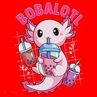 Bobalotl Kawaii Axolotl Drinking Boba Tea Pet Axolotl Lover  Santa Hat thumb 1