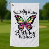 Butterfly Kisses And Birthday Wishes  Golf Towel thumb 1