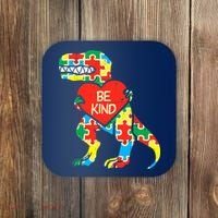 Be Kind Autism Awareness Dinosaur Boy Girl Toddlers Coaster thumb 0