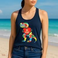 Be Kind Autism Awareness Dinosaur Boy Girl Toddlers Women's Tank Top thumb 2