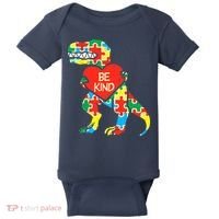 Be Kind Autism Awareness Dinosaur Boy Girl Toddlers Baby Bodysuit thumb 0