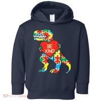 Be Kind Autism Awareness Dinosaur Boy Girl Toddlers Toddler Hoodie thumb 0