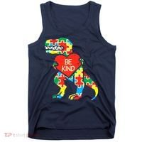 Be Kind Autism Awareness Dinosaur Boy Girl Toddlers Tank Top thumb 0