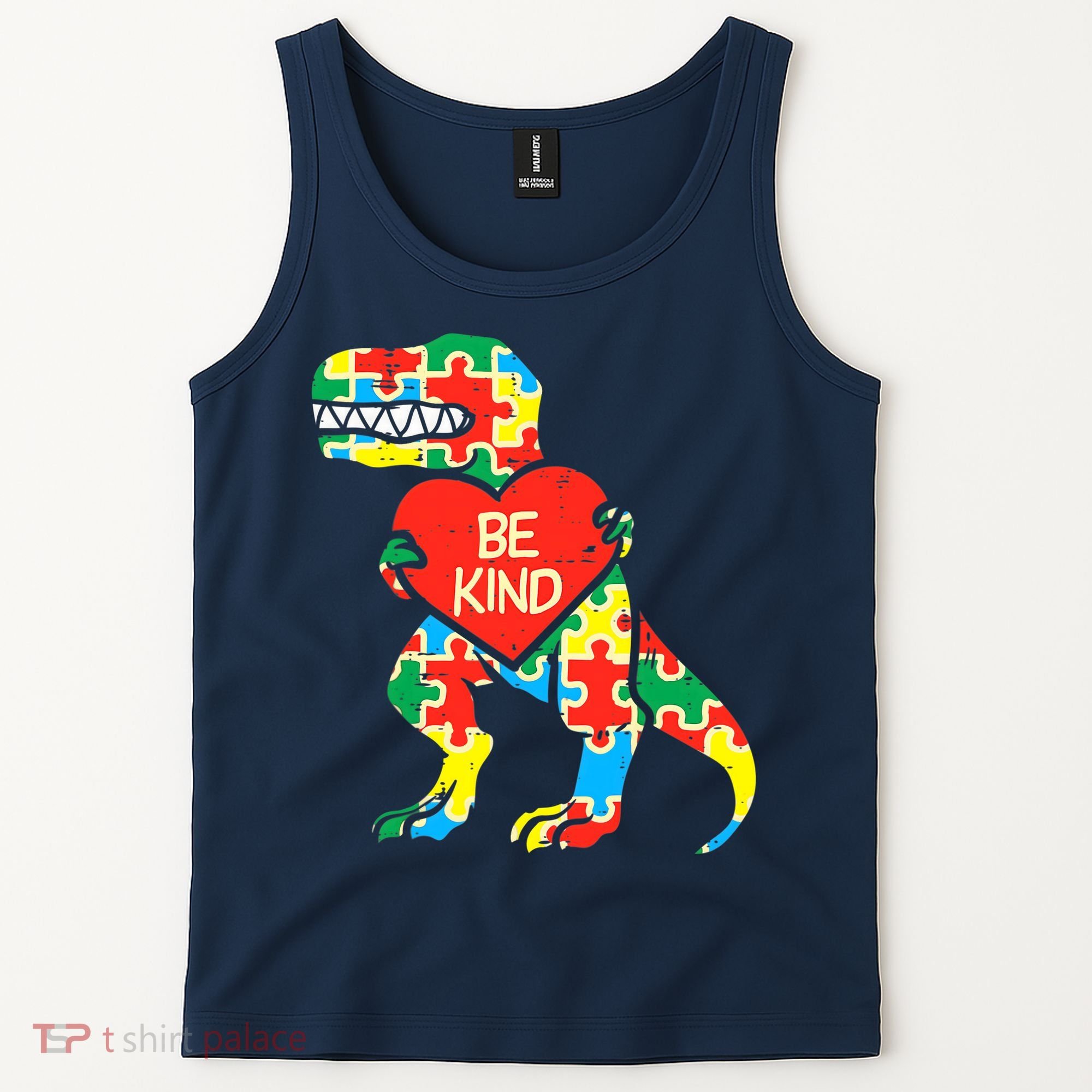 Be Kind Autism Awareness Dinosaur Boy Girl Toddlers Tank Top