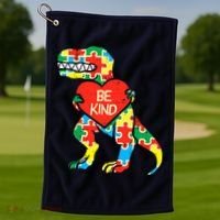 Be Kind Autism Awareness Dinosaur Boy Girl Toddlers Golf Towel thumb 1