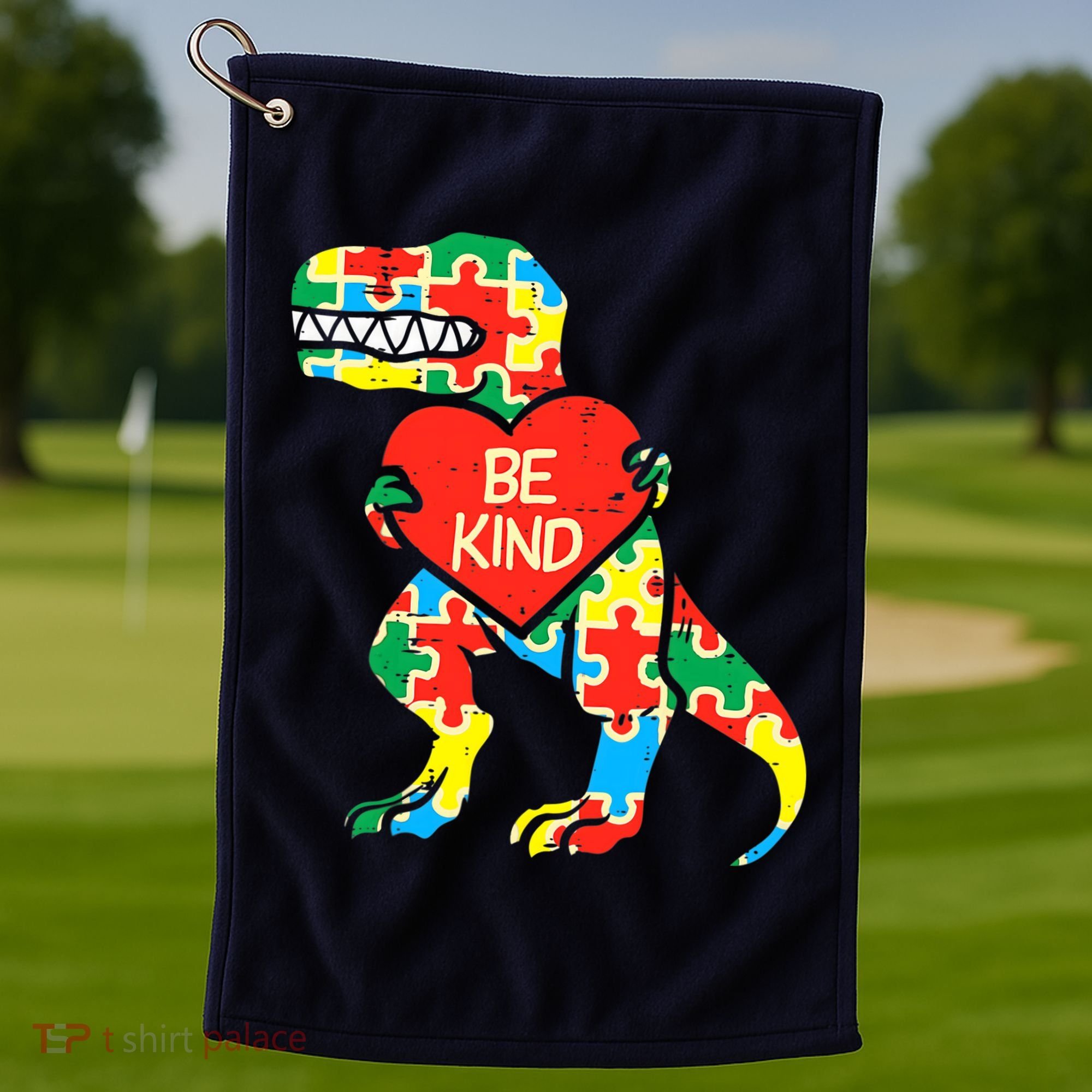 Be Kind Autism Awareness Dinosaur Boy Girl Toddlers Golf Towel