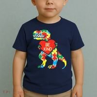 Be Kind Autism Awareness Dinosaur Boy Girl Toddlers Toddler T-Shirt thumb 2