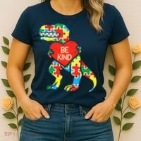Be Kind Autism Awareness Dinosaur Boy Girl Toddlers Women's T-Shirt thumb 2
