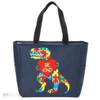 Be Kind Autism Awareness Dinosaur Boy Girl Toddlers Tote Bag thumb 0
