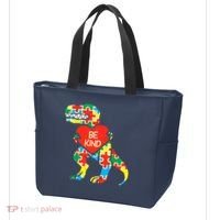 Be Kind Autism Awareness Dinosaur Boy Girl Toddlers Tote Bag thumb 3