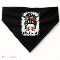 Be Kind Autism Awareness Messy Bun Hair USA-Made Doggie Bandana thumb 0