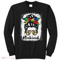 Be Kind Autism Awareness Messy Bun Hair Sweatshirt thumb 0