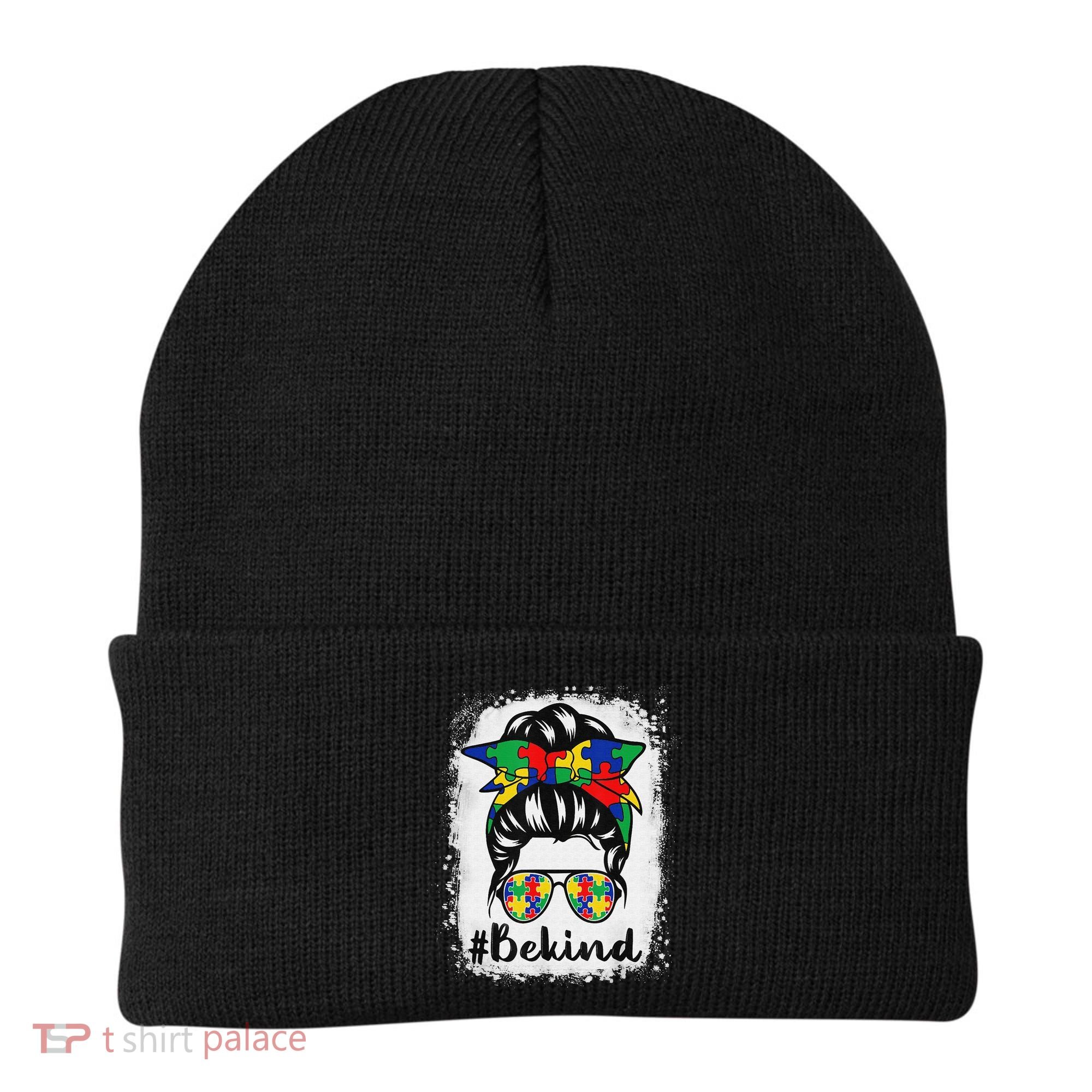 Be Kind Autism Awareness Messy Bun Hair Beanie