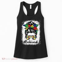 Be Kind Autism Awareness Messy Bun Hair Women's Tank Top thumb 0