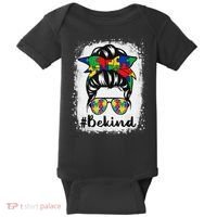 Be Kind Autism Awareness Messy Bun Hair Baby Bodysuit thumb 0