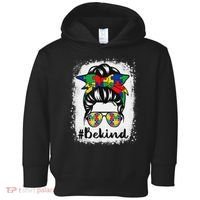 Be Kind Autism Awareness Messy Bun Hair Toddler Hoodie thumb 0